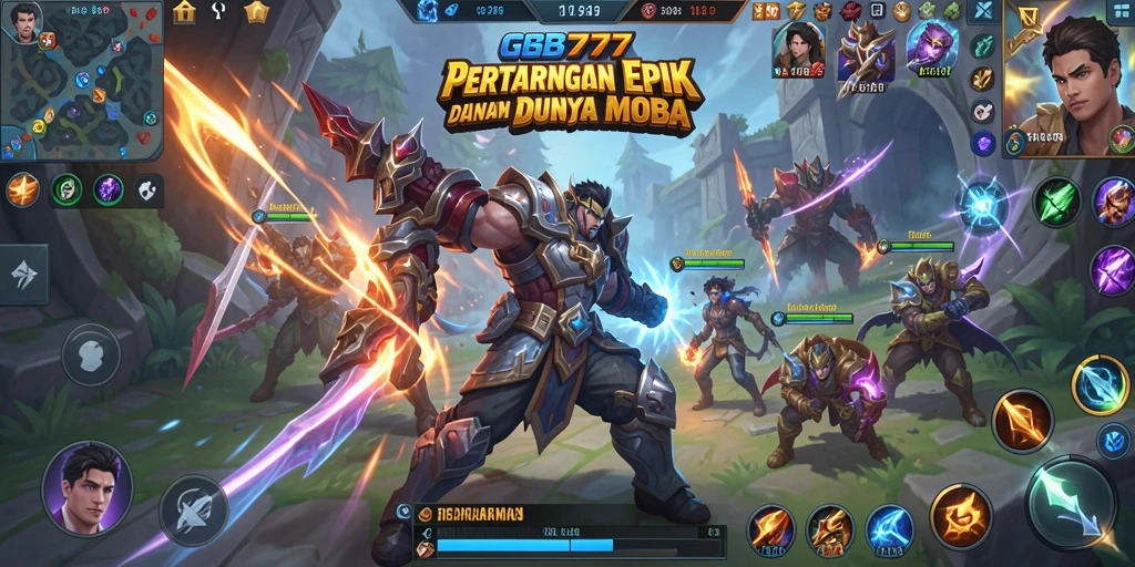 Tampilan gameplay seru dari GB777 yang penuh aksi MOBA.