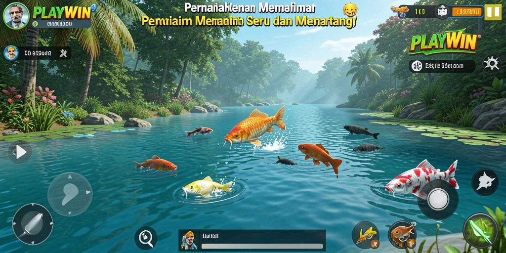 Screenshot gameplay <strong>PLAYWIN</strong> menampilkan aksi memancing yang seru dan menantang.