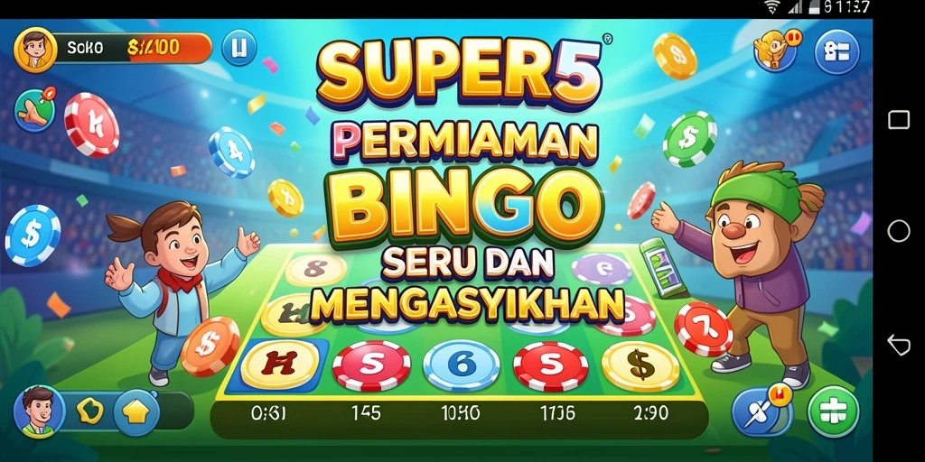 Tampilan gameplay <strong>SUPER5</strong> yang seru dan dinamis dalam permainan Bingo.