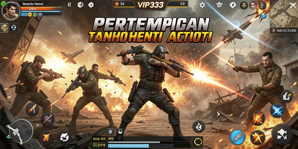 Screenshot gameplay VIP333 menampilkan aksi pertempuran yang dinamis dan mendebarkan.