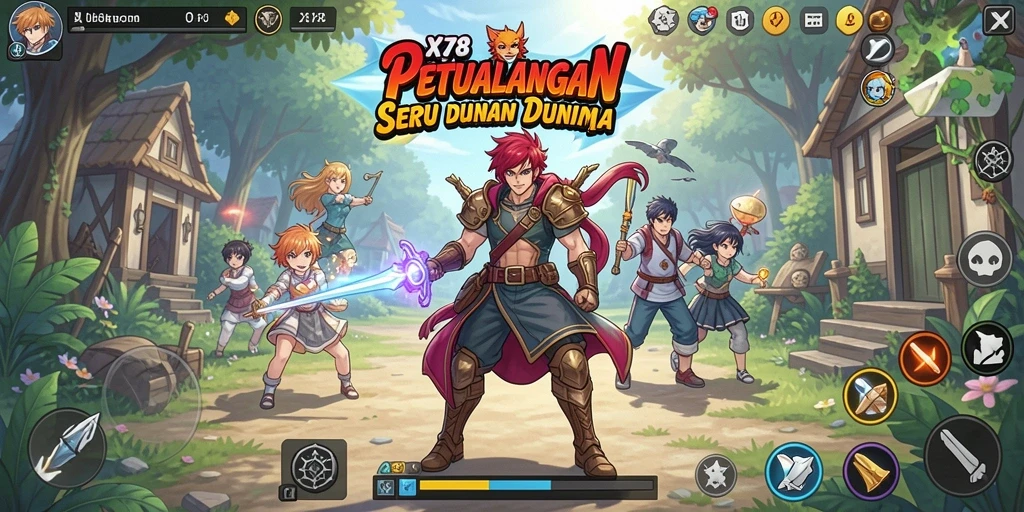 Gameplay menarik X78 dengan karakter anime yang beragam.