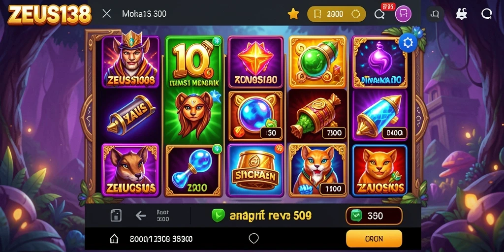 Screenshot gameplay utama ZEUS138 dengan tampilan slot yang menarik.