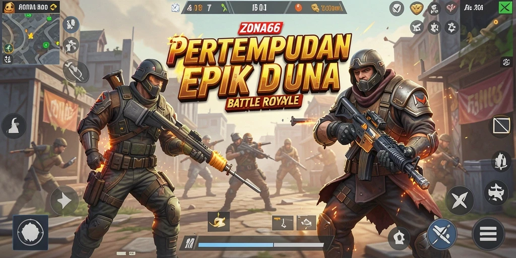 Screenshot ZONA66 menampilkan pertempuran seru antar pemain di medan perang.